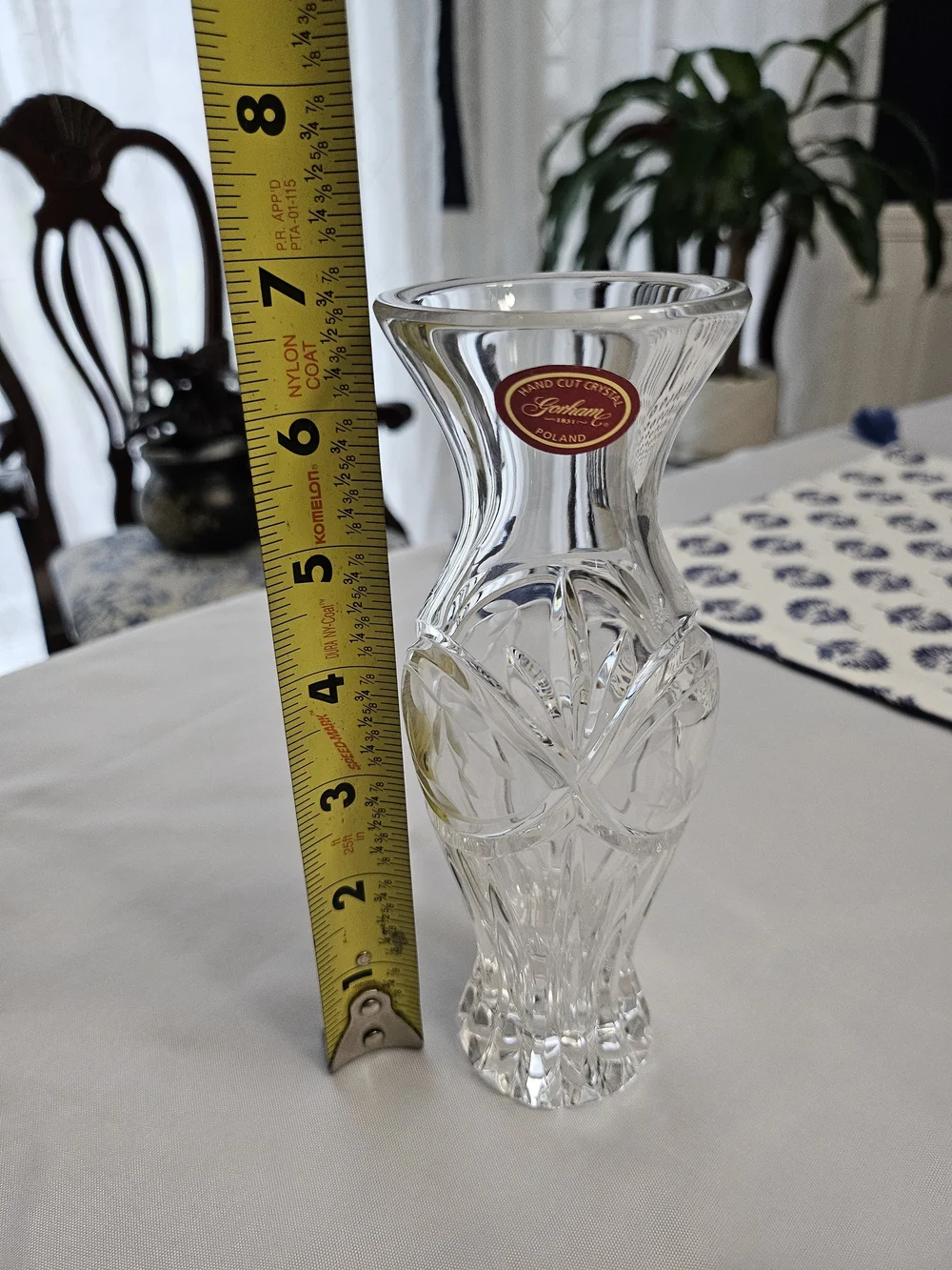 Vintage Gorham Crystal Bud Vase Victoria's Garden Hand Cut Poland 6.75